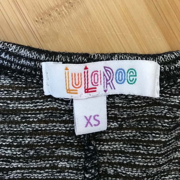 Lularoe Sarah Duster Cardigan Black Gray Stripes - Picture 3 of 3
